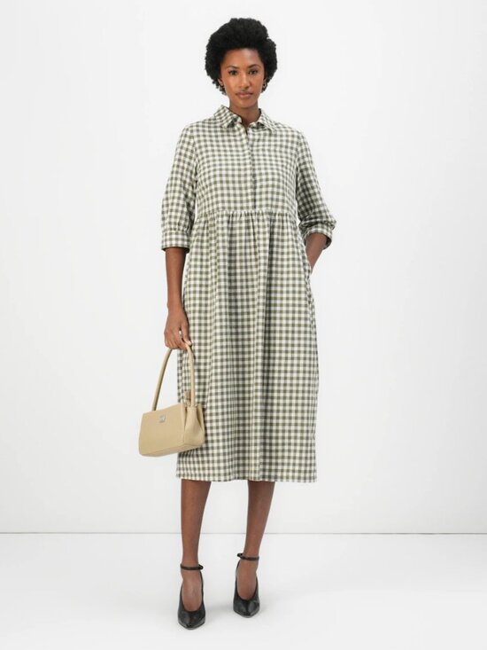 Barbour Dresses & Skirts - BARBOUR Adele Midi Shirt Dress in Dusky Gingham Green Size US 10
